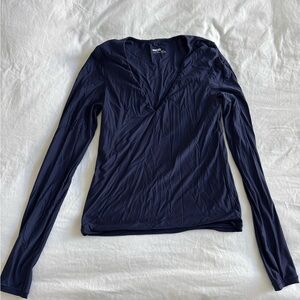 Aerie/Offline - Long Sleeve V Neck - Navy blue - Medium